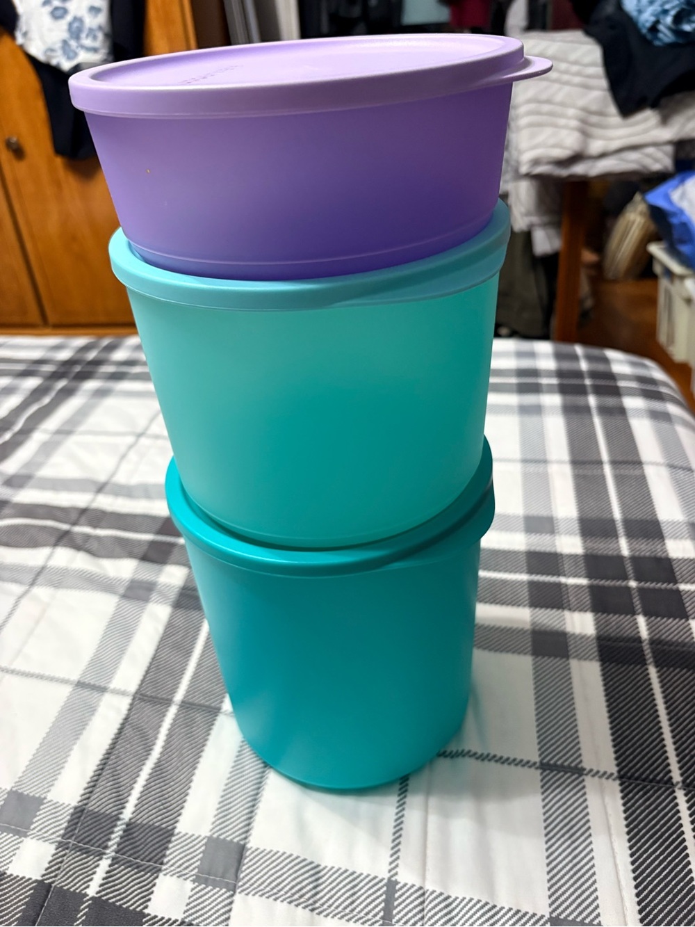 Tupperware Stackable Storage Containers in Purple and Teal - Set of 3